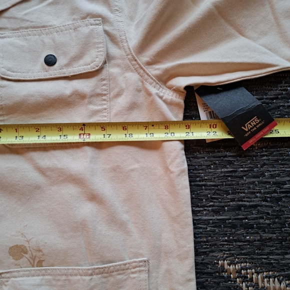 Vans Drill Chore Coat Jacket Mens S. Women M. Cream Ivory Floral Snap Size NWT - Picture 6 of 6